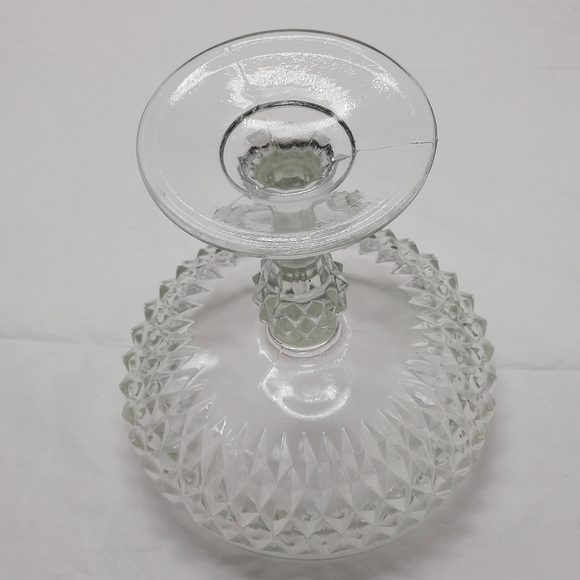 Vintage Indiana Glass Diamond Point Crystal Compote Dish Dining Serving Bowl - Picture 7 of 8